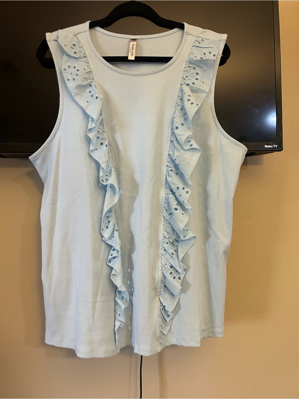 torrid Light Blue Ruffle Eyelet Tank